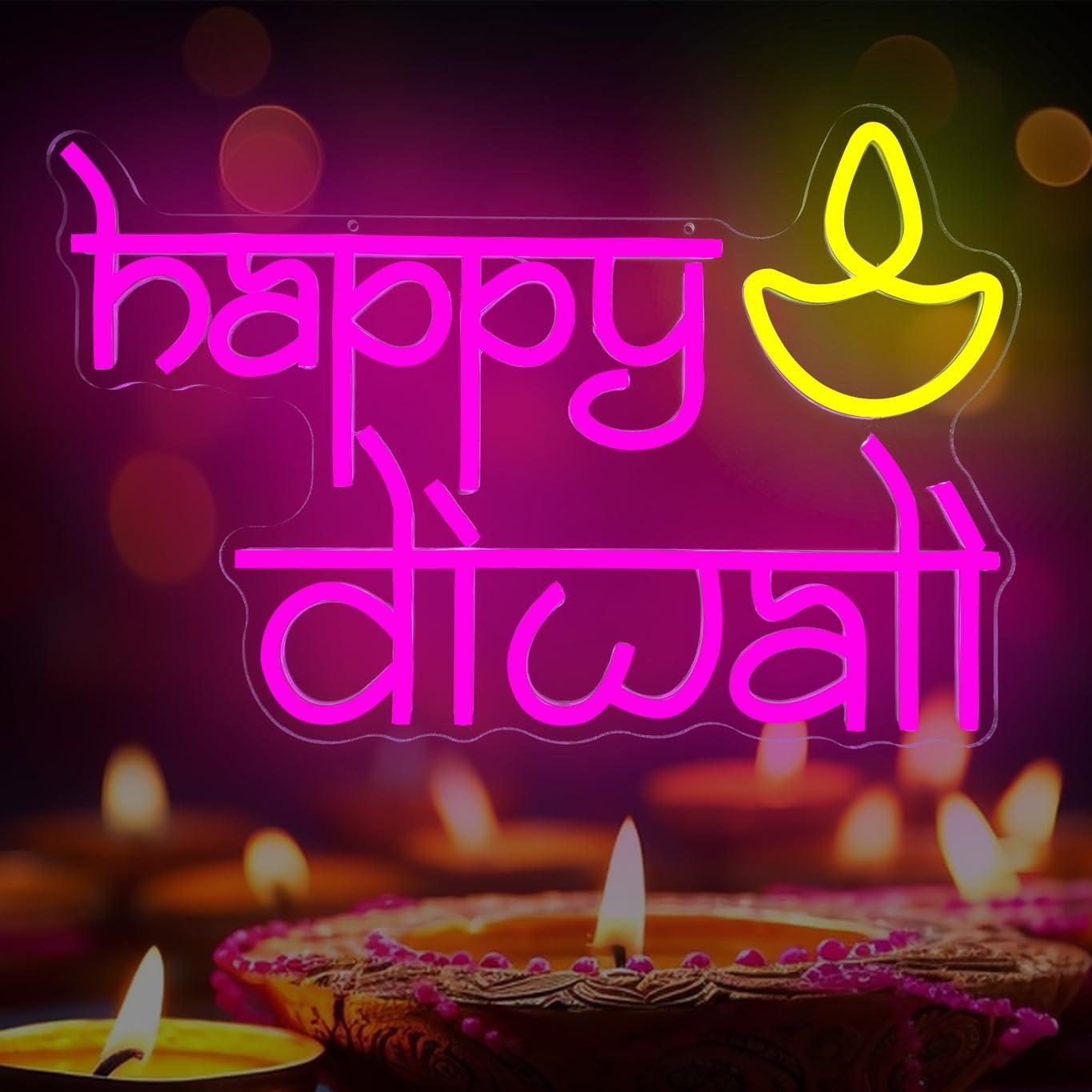 Led Lighting Wall Decor - Неоновая вывеска Happy Diwali с USB-питанием,