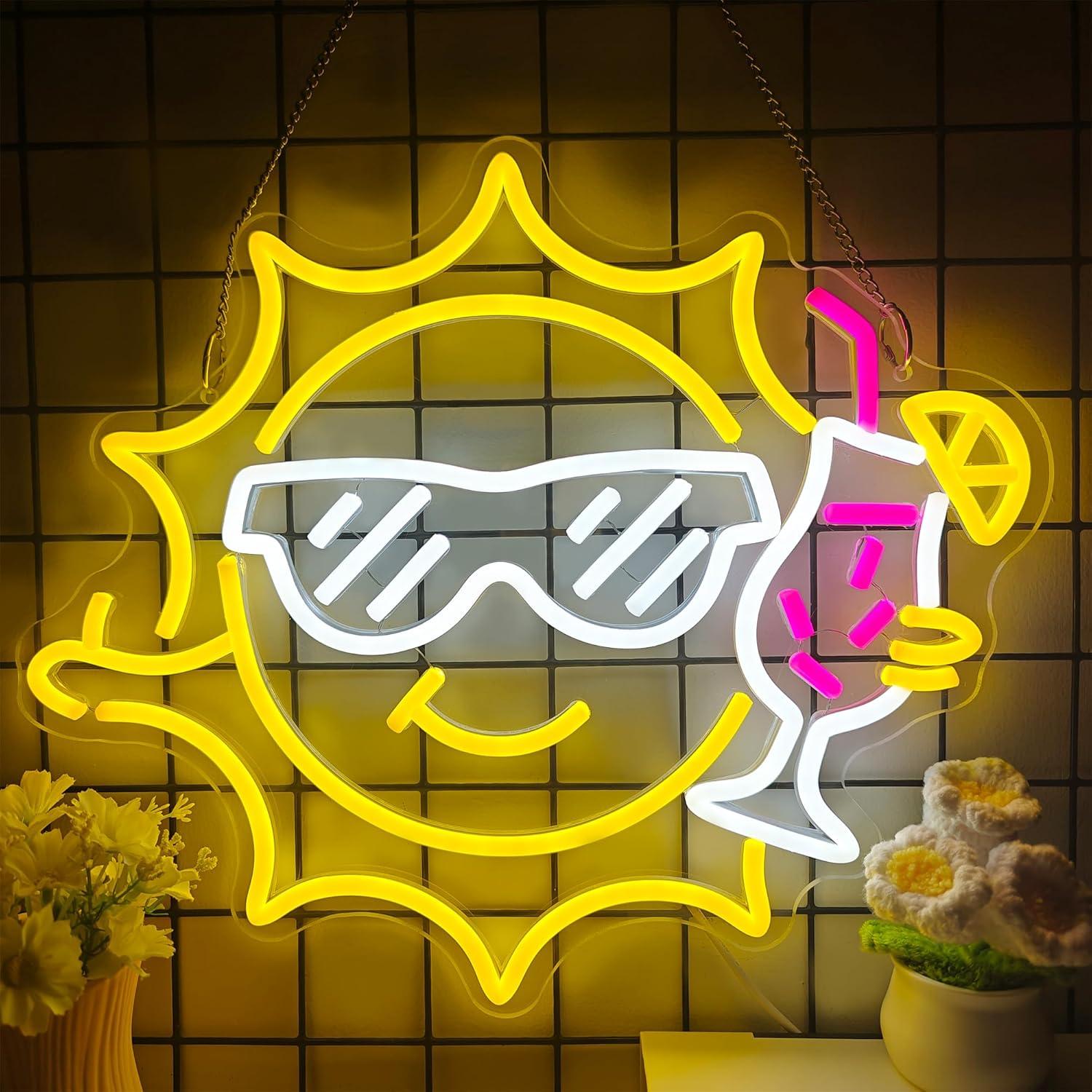 Led Lighting Wall Decor - Неоновая вывеска «Солнечные очки» с USB-питанием,