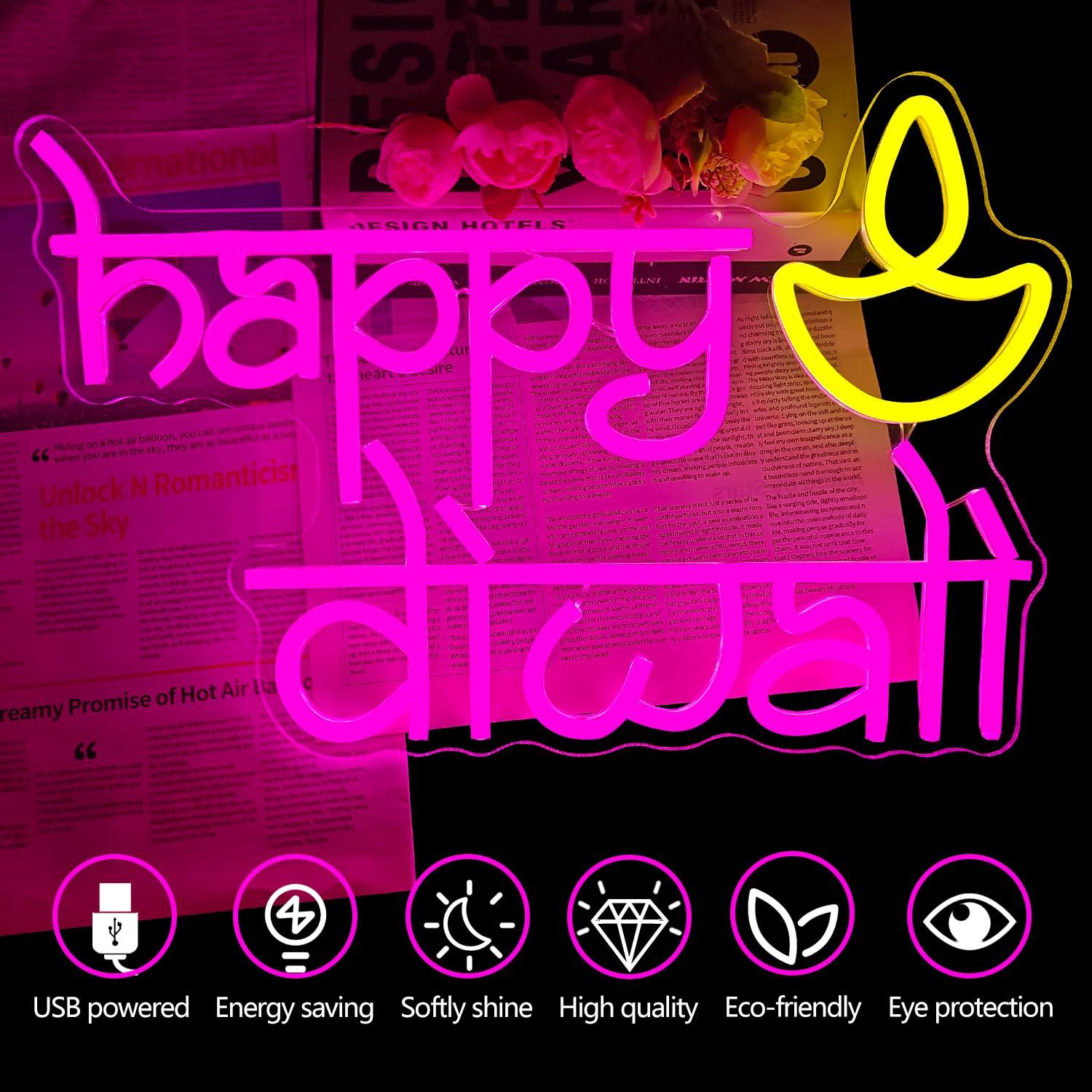 Неоновая вывеска Happy Diwali  – обзор и цена Led Lighting Wall Decor