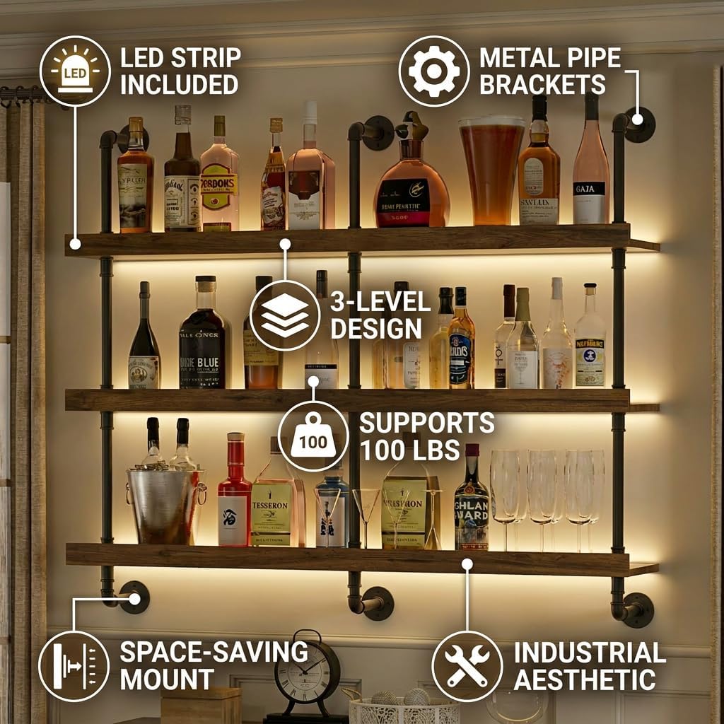 Настенная винная полка с LED-п – обзор и цена Kitchen Decor Lighting